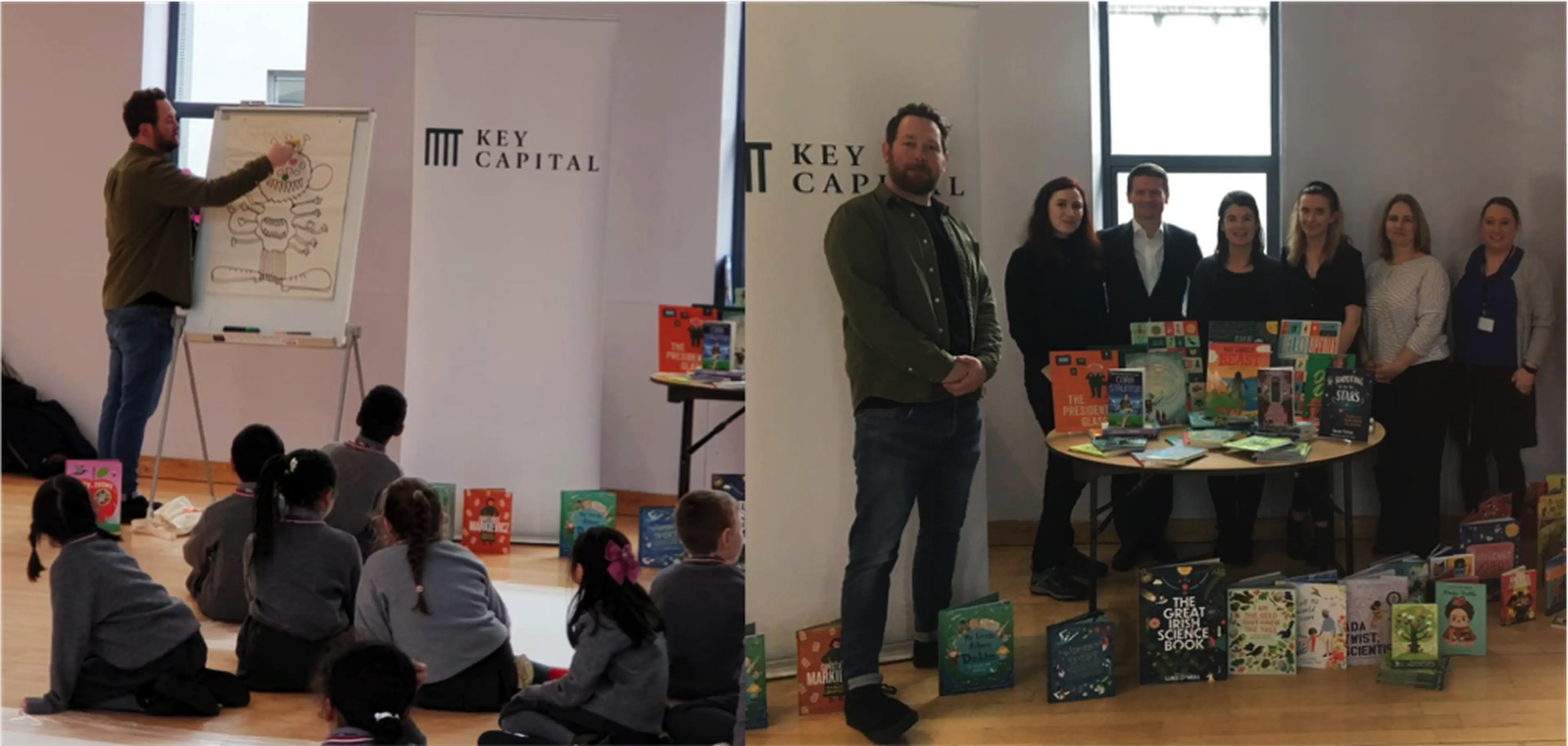 Key Capital are delighted to be working with Children's Books Ireland and St Enda’s School to gift 100 books to the school library. Our volunteers enjoyed a lovely morning yesterday meeting some of the children and doing some drawing with them.