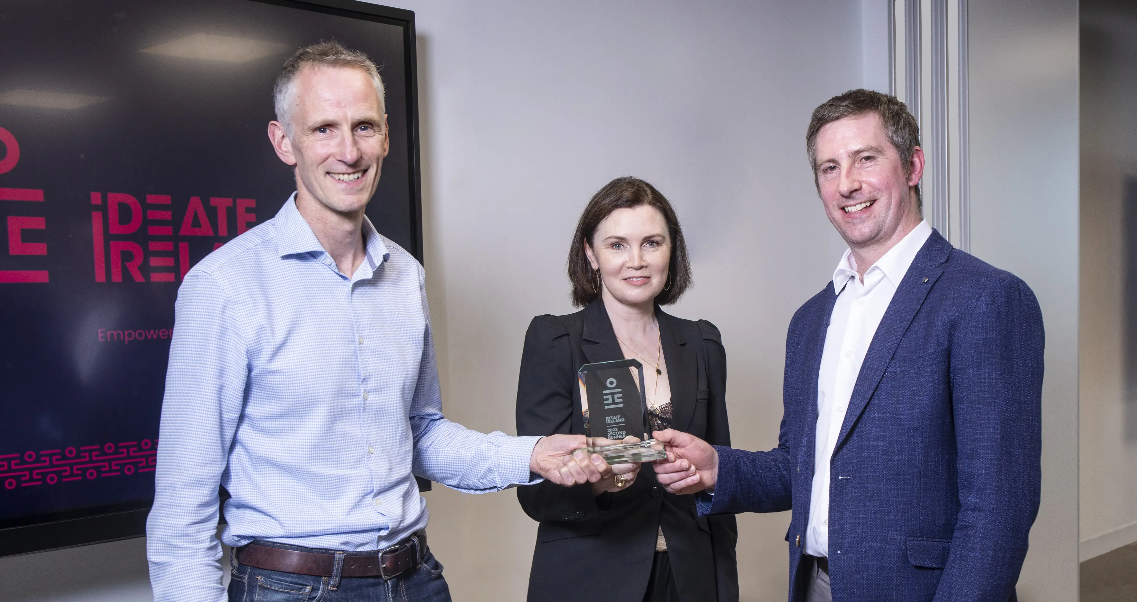 Pictured left to right is Peter Keane, Each&Other with the Sision Medical team, Dr. Siobhán Kelleher and John Hegarty, of University of Galway