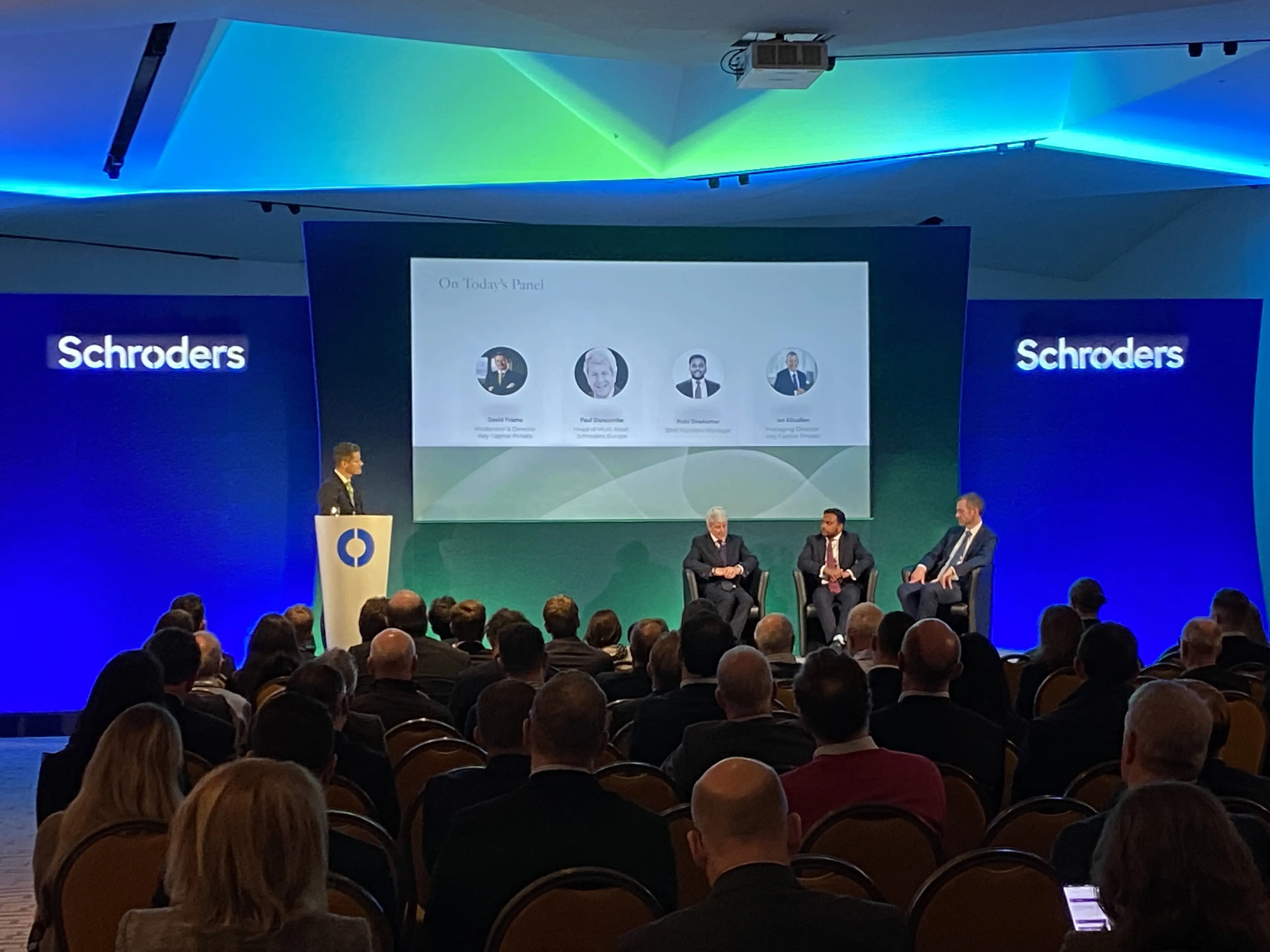 David Frame, Director, Wealth Management at Key Capital Private, moderated the panel including Paul Duncombe, Head of Multi Asset at Schroders Europe and Rishi Sivakumar, Balanced Multi Strategy Portfolio Manager at Schroders.